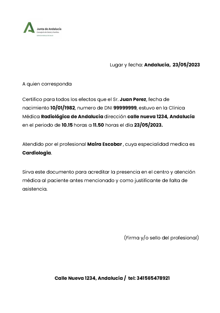 Justificante Médico De Andalucía Con Sello【en Pdf Y Gratis】